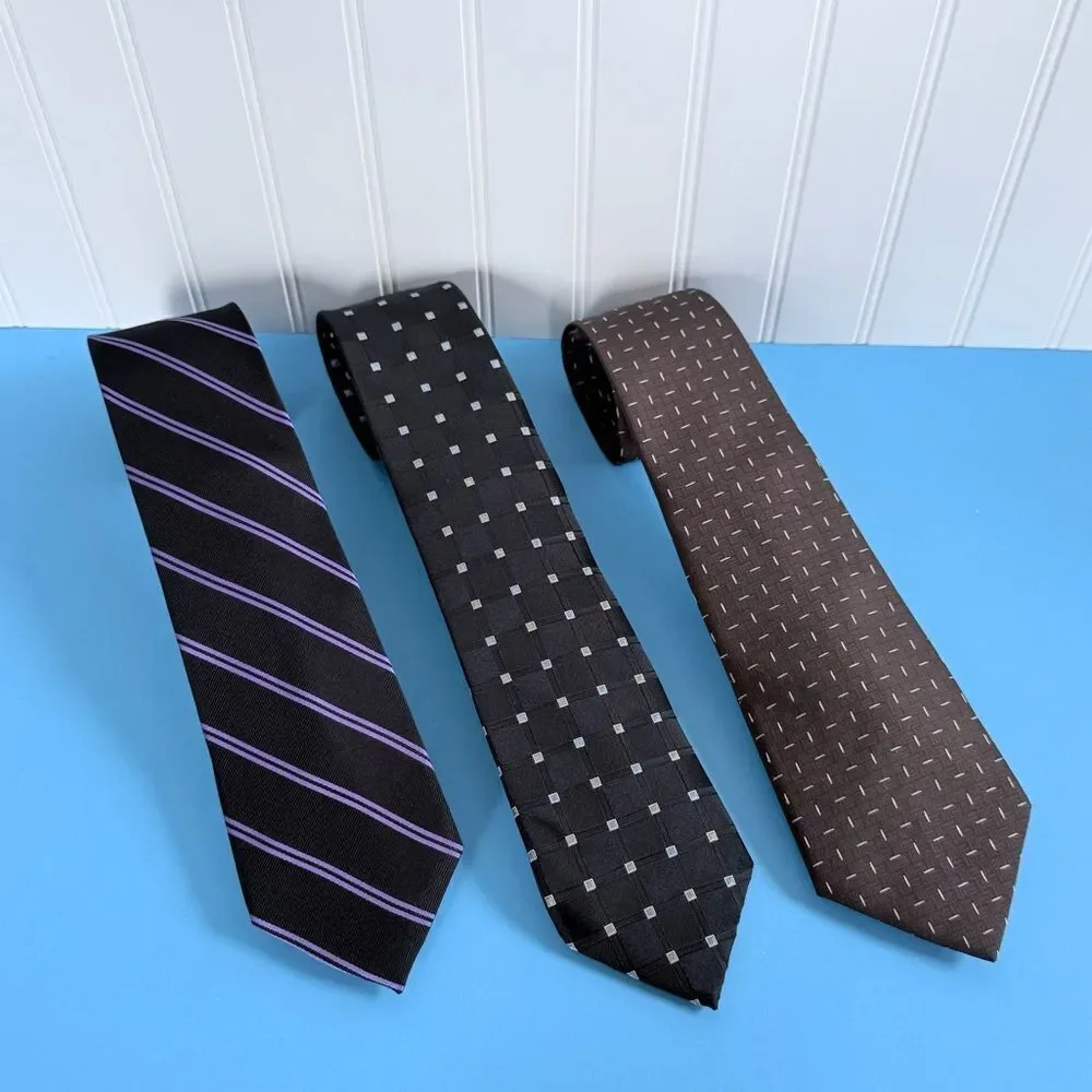 Bundle Of 3 U.S. Polo Assn. Men's Tie Trio - Black, Purple, Brown